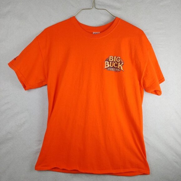 Big Buck Hunter HD Game T-Shirt‎  Men's L Neon Orange Big Two Side Graphic - Picture 1 of 5